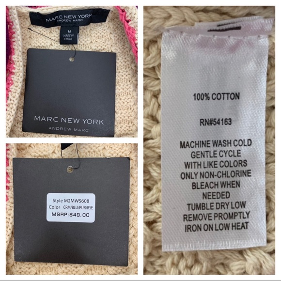 Andrew Marc New York Cream Crocheted Ruffle Stripe Boho Knit Tank Top New Nwt - Picture 5 of 16